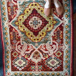 Colorful Bohemian Medallion Rug - Red, Turquoise, Mustard